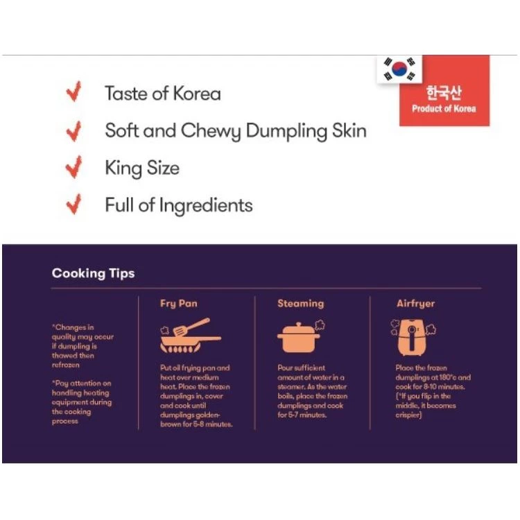 Korean King Size Gyoza (Galbi/Kimchi) 5 bags - Image 4